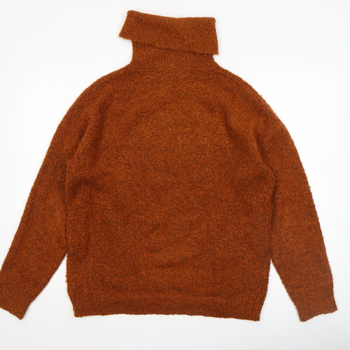 Dorothy Perkins Women Brown Roll Neck Chunky Knit Pullover Jumper Size S