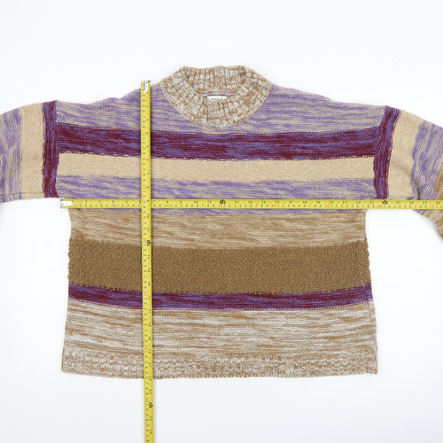Jacqueline de Yong Womens Multicoloured Striped High Neck Jumper Size M