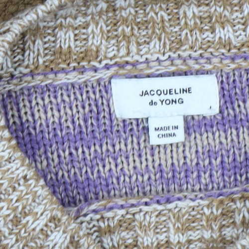 Jacqueline de Yong Womens Multicoloured Striped High Neck Jumper Size M