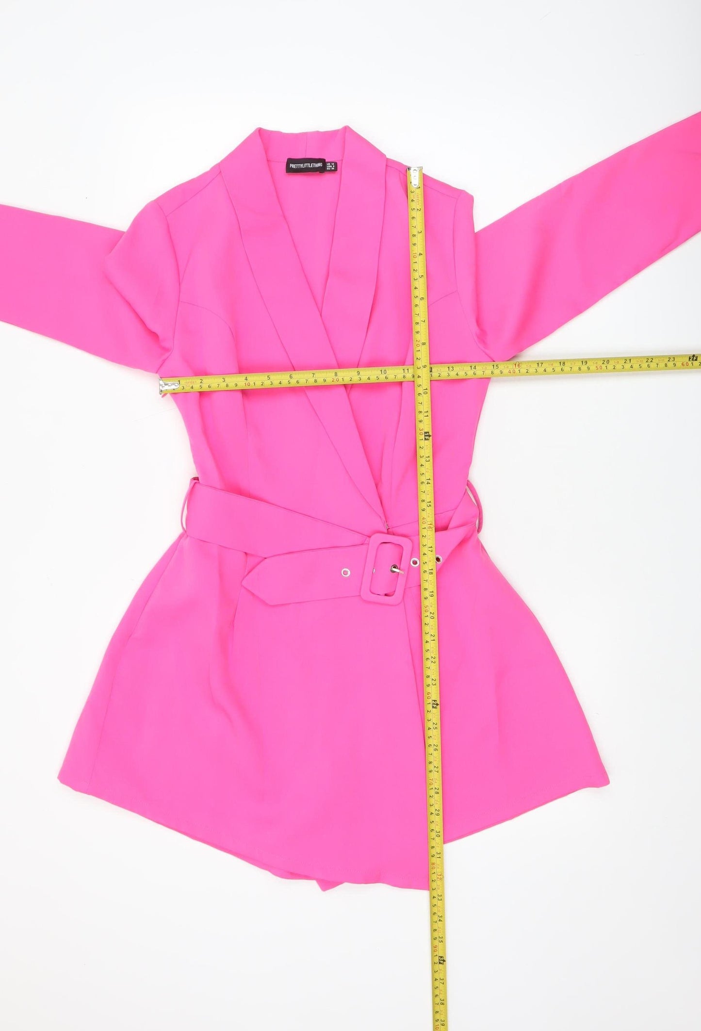PrettyLittleThing Women’s Pink Belted Long Sleeve Playsuit UK 10