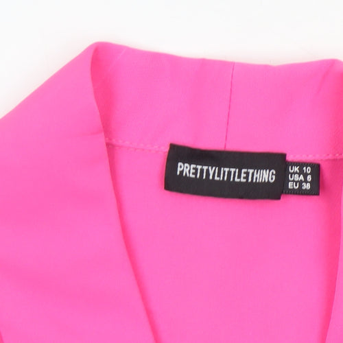 PrettyLittleThing Women’s Pink Belted Long Sleeve Playsuit UK 10