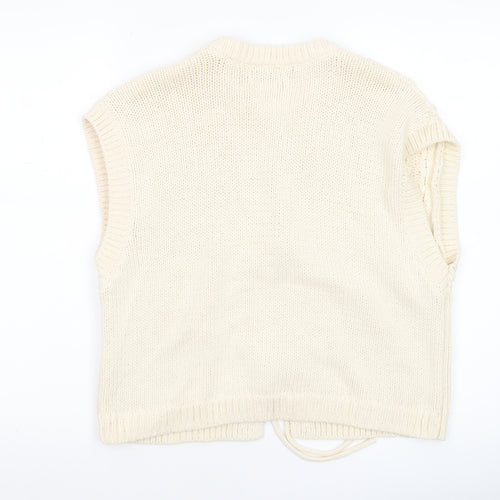Gallery Women's Ivory Cable-Knit Sleeveless Vest Jumper M