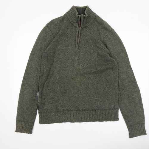 Mountain Warehouse Men’s Green Cotton 1/2 Zip Jumper Size S