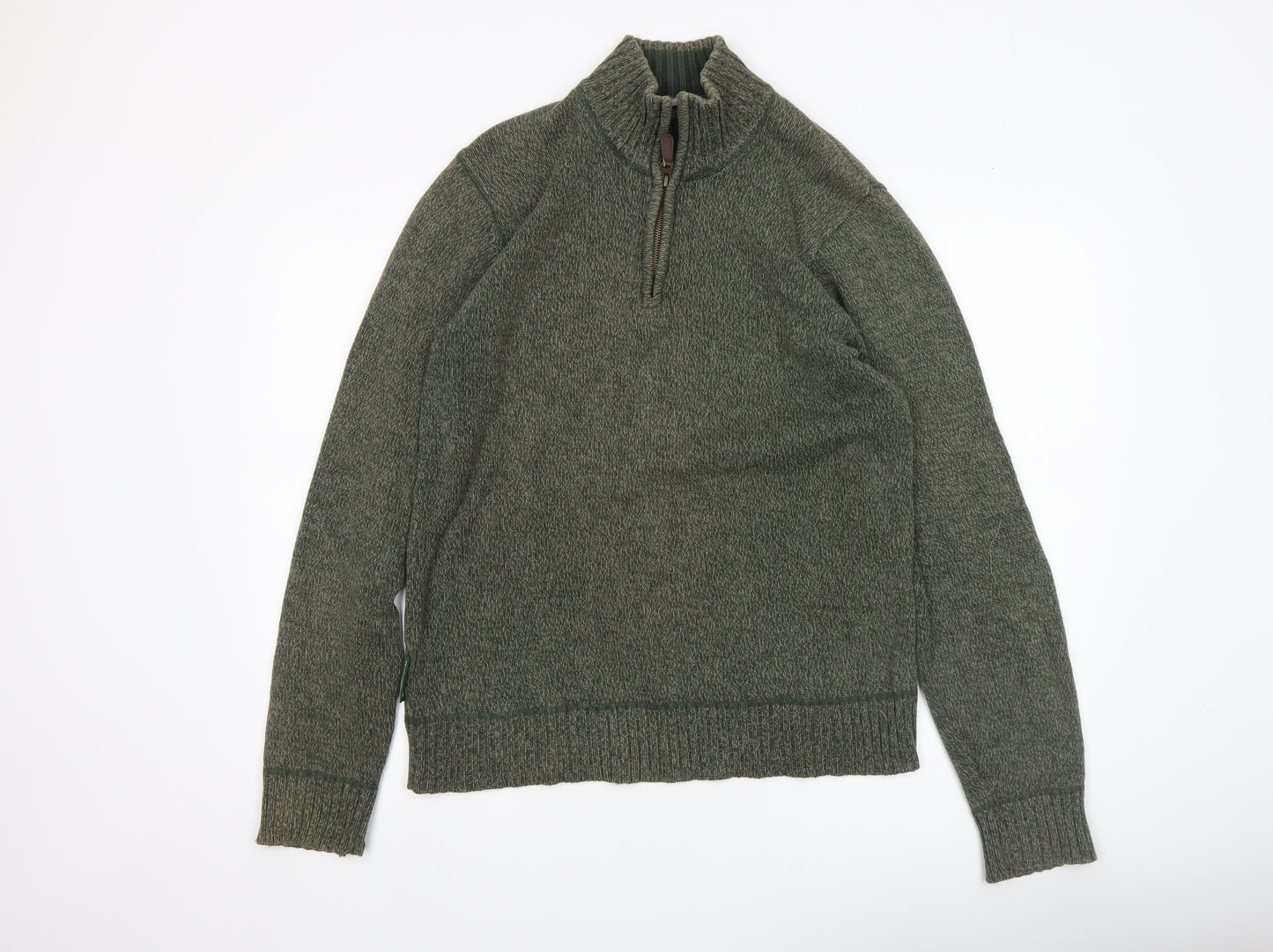 Mountain Warehouse Men’s Green Cotton 1/2 Zip Jumper Size S