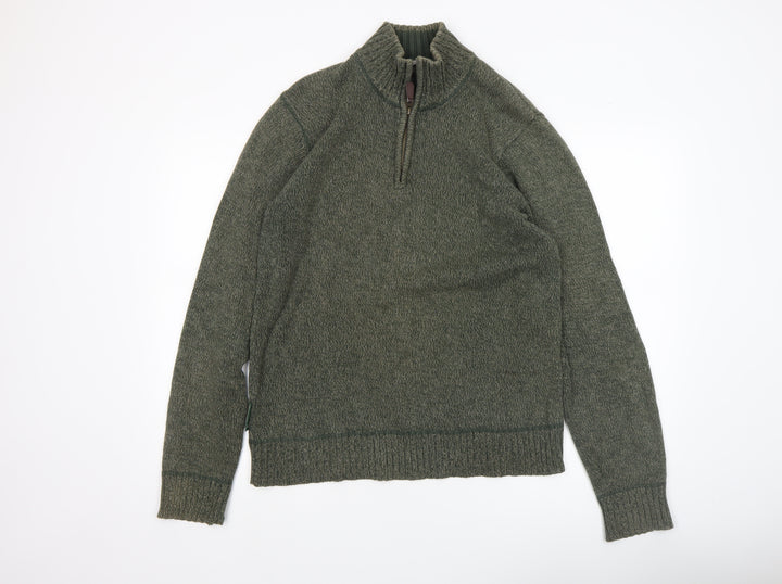 Mountain Warehouse Men’s Green Cotton 1/2 Zip Jumper Size S