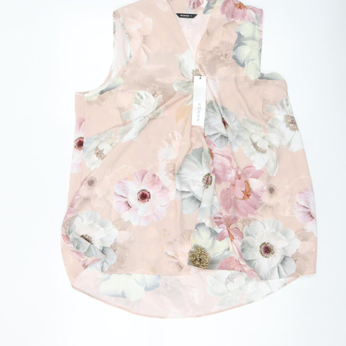 Roman Women’s Pink Floral Sleeveless Tunic Blouse Size 12