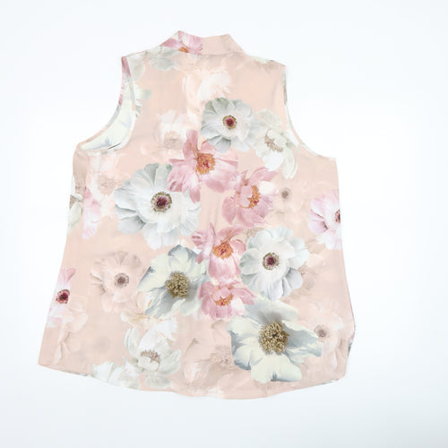Roman Women’s Pink Floral Sleeveless Tunic Blouse Size 12