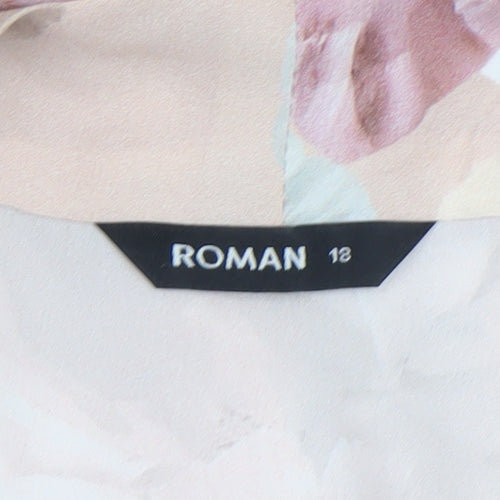 Roman Women’s Pink Floral Sleeveless Tunic Blouse Size 12