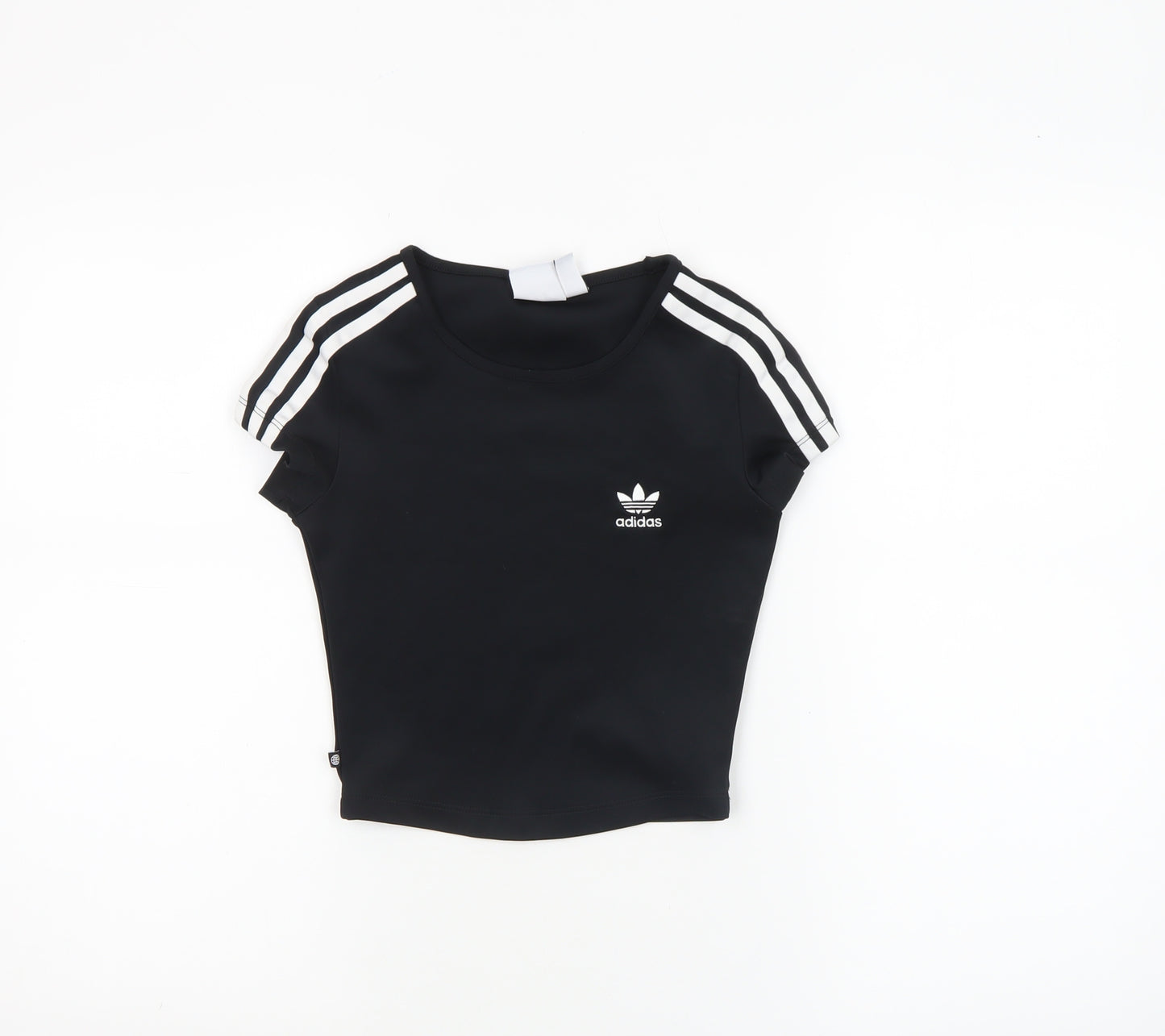 Adidas Womens Black 2XS Cropped Slim Fit Activewear T-Shirt