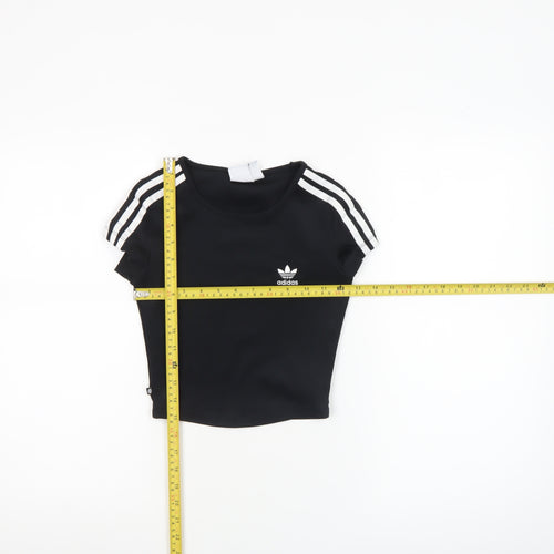 Adidas Womens Black 2XS Cropped Slim Fit Activewear T-Shirt