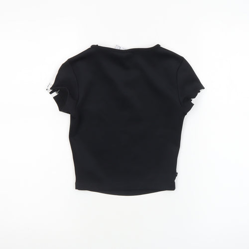 Adidas Womens Black 2XS Cropped Slim Fit Activewear T-Shirt