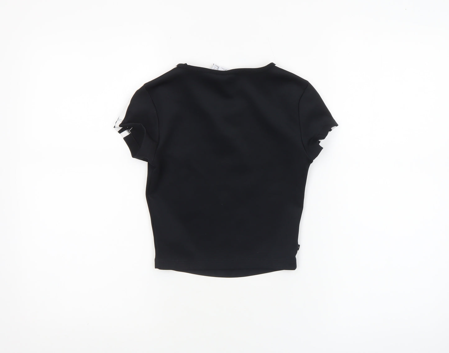 Adidas Womens Black 2XS Cropped Slim Fit Activewear T-Shirt