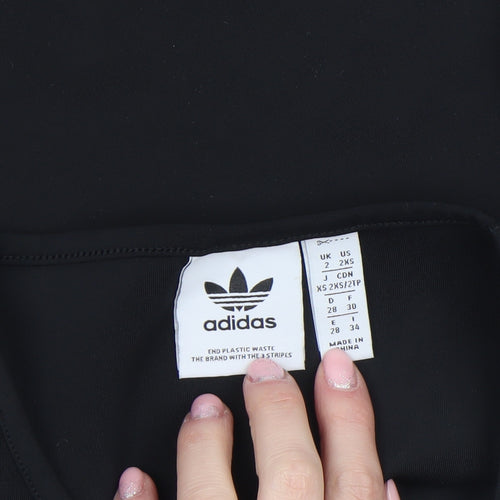 Adidas Womens Black 2XS Cropped Slim Fit Activewear T-Shirt