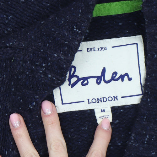 Boden Men Blue Wool Blend Crew Neck Jumper M Elbow Patch Knit