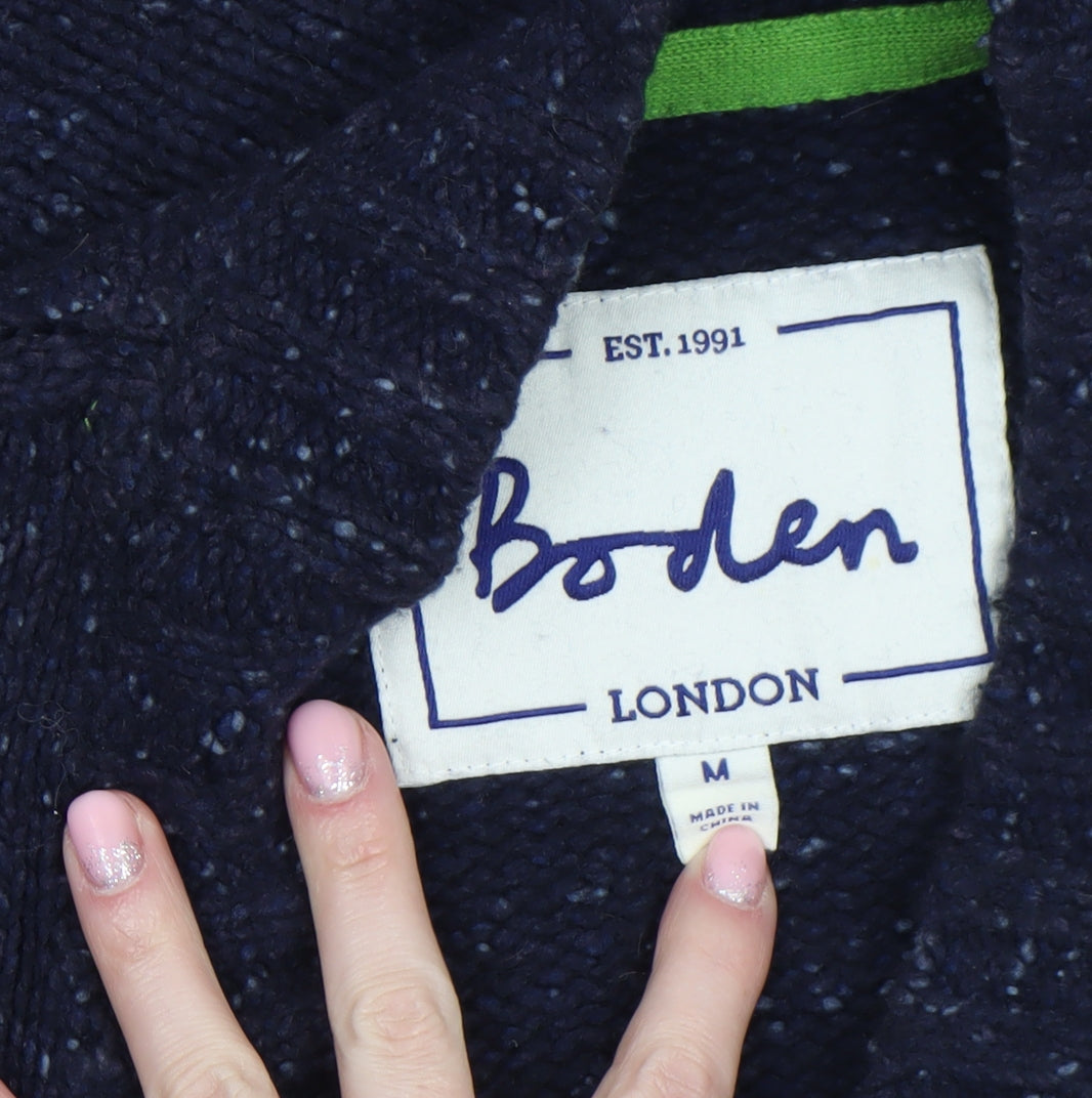 Boden Men Blue Wool Blend Crew Neck Jumper M Elbow Patch Knit