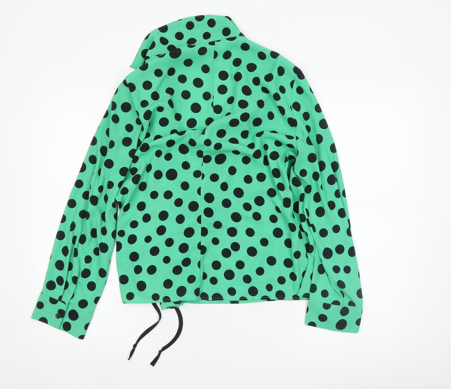 Zara Women’s Green Polka Dot Wrap Blouse Size 12 Long Sleeve