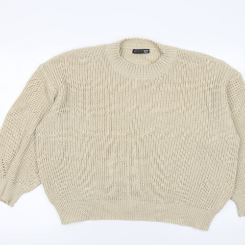 Dazy Womens Beige Chunky Knit Pullover Jumper Size S