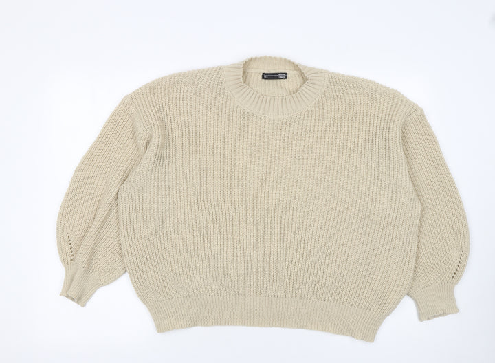 Dazy Womens Beige Chunky Knit Pullover Jumper Size S