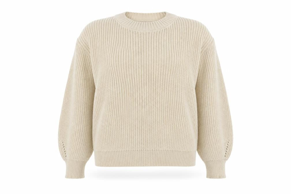 Front view of DAZY women’s beige chunky knit jumper, size S