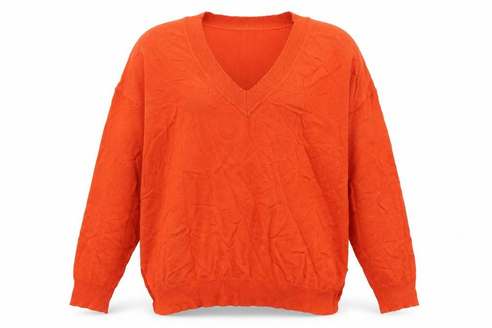 Front view of Mint Velvet women’s orange v-neck jumper xs