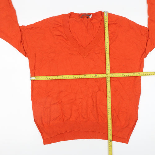 Mint Velvet Womens Orange V-Neck Pullover Jumper XS