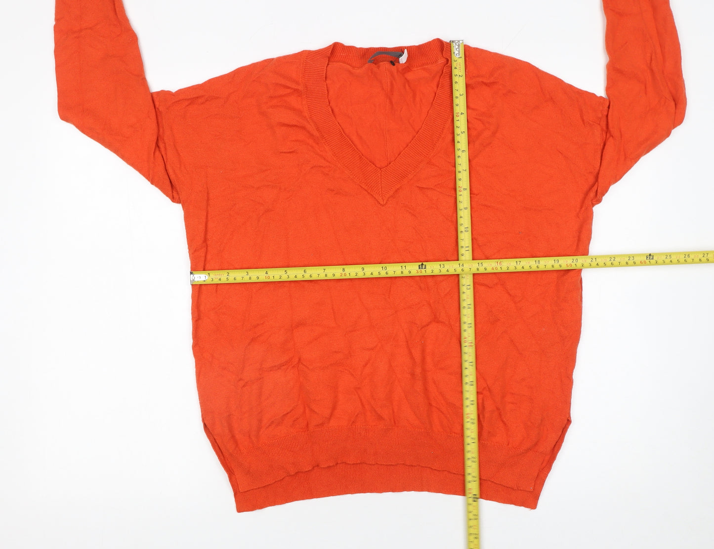 Mint Velvet Womens Orange V-Neck Pullover Jumper XS