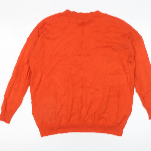 Mint Velvet Womens Orange V-Neck Pullover Jumper XS