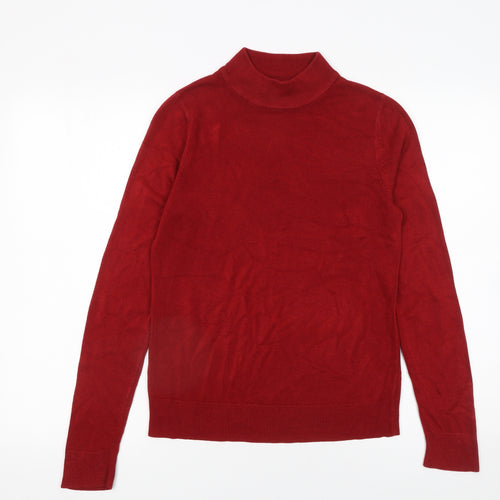 BHS Womens Red Roll Neck Acrylic Knit Jumper Size 10