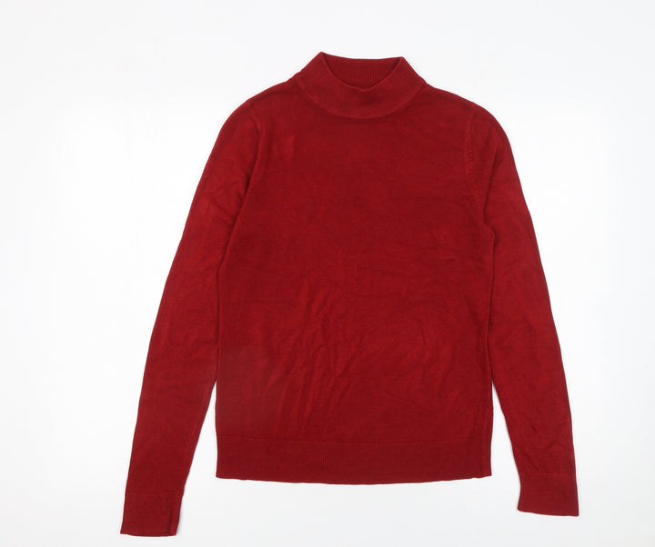 BHS Womens Red Roll Neck Acrylic Knit Jumper Size 10