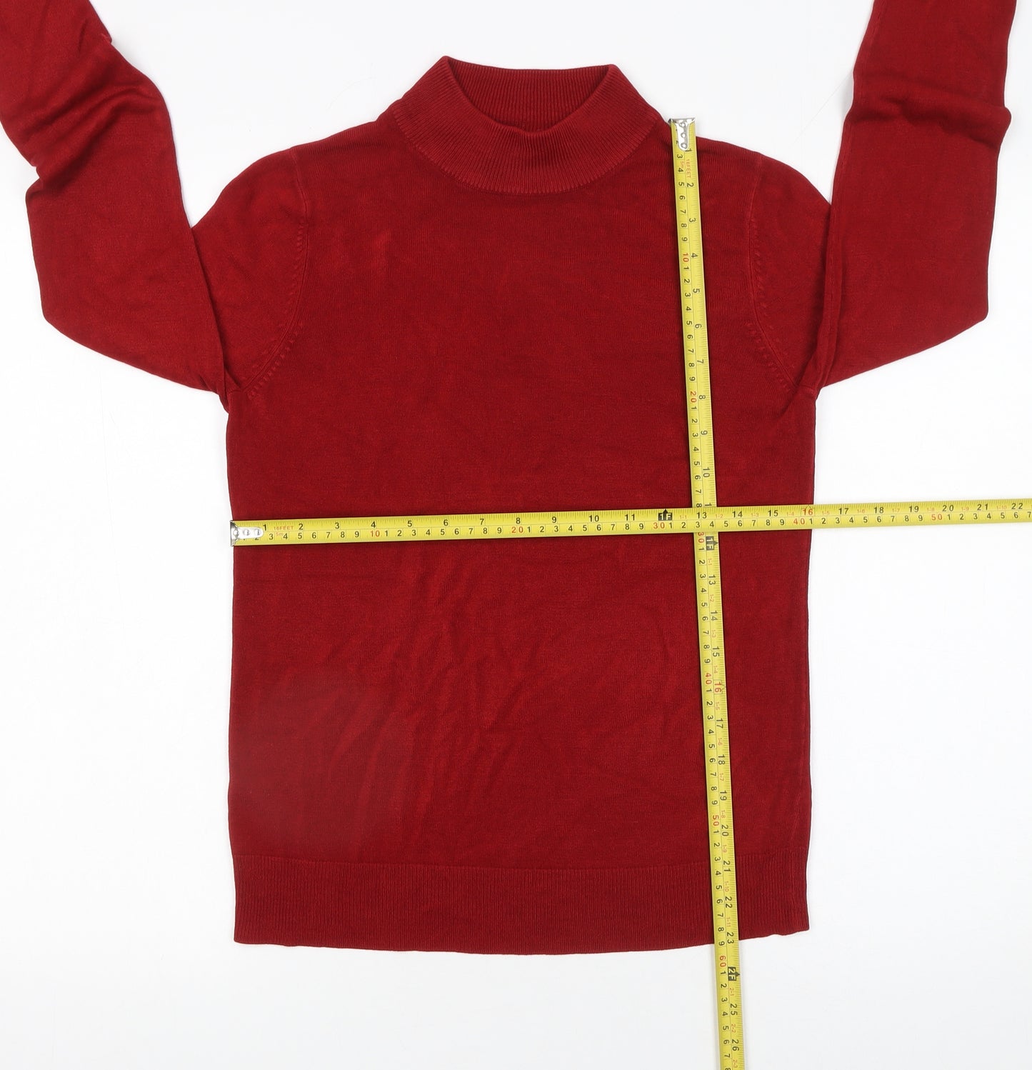 BHS Womens Red Roll Neck Acrylic Knit Jumper Size 10