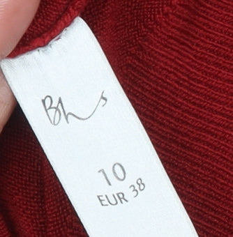 BHS Womens Red Roll Neck Acrylic Knit Jumper Size 10