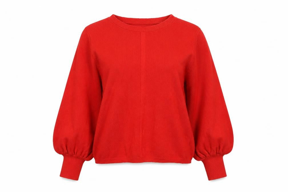 Marks and Spencer Women’s Red Wool Blend Balloon Sleeve Jumper Size 14