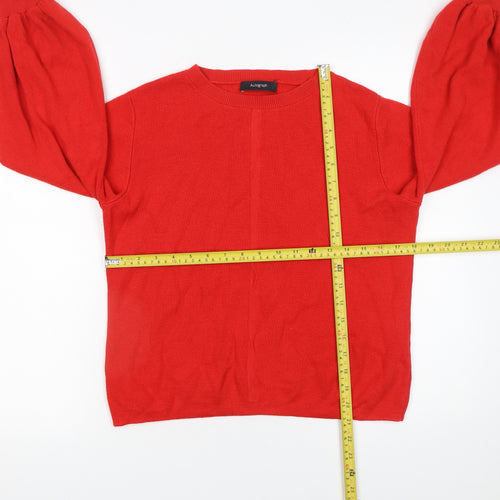 Marks and Spencer Women’s Red Wool Blend Balloon Sleeve Jumper Size 14
