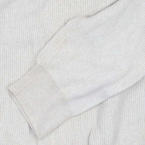 George Men's Beige XL Cotton 1/4 Zip Long Sleeve Polo