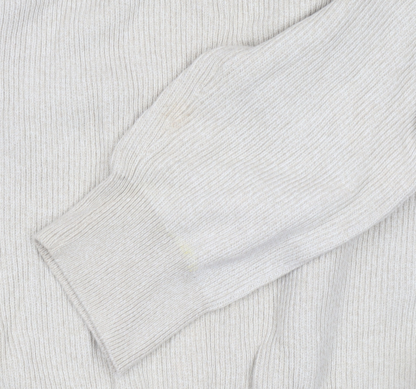George Men's Beige XL Cotton 1/4 Zip Long Sleeve Polo