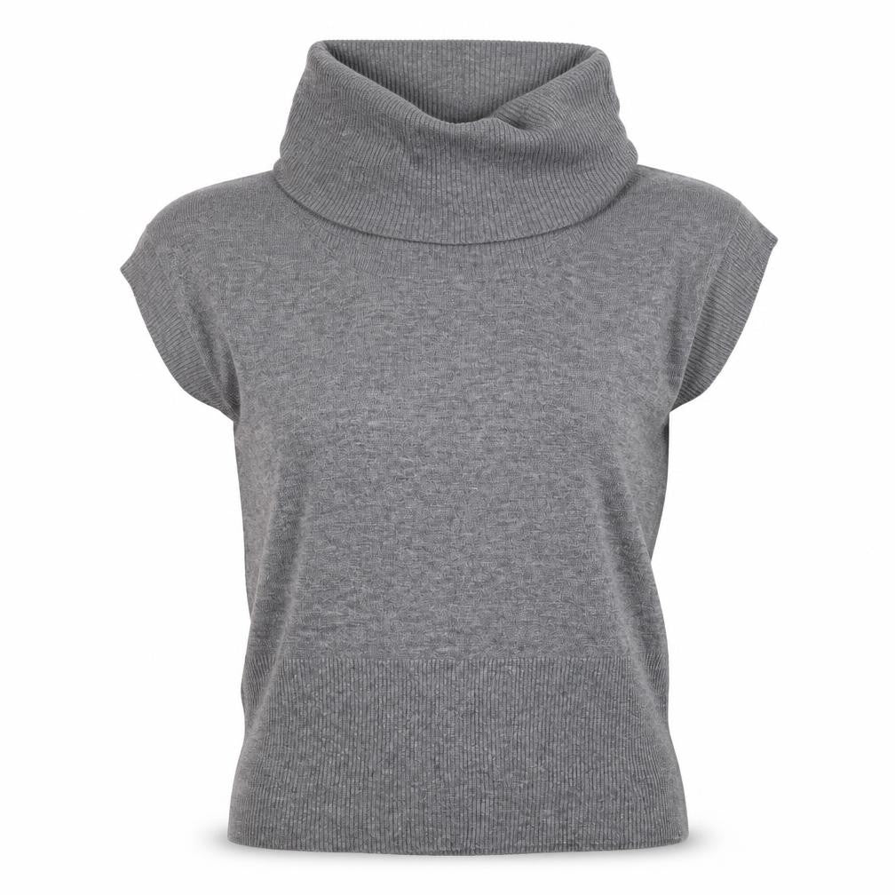 H&M Women’s Grey Roll Neck Short Sleeve Knit Jumper Size 12