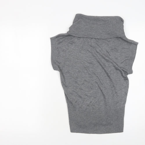 H&M Women’s Grey Roll Neck Short Sleeve Knit Jumper Size 12