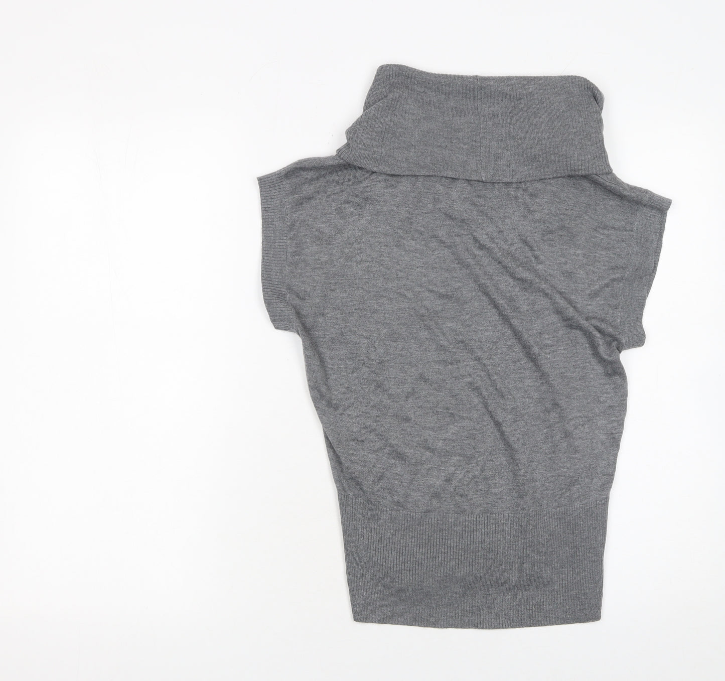 H&M Women’s Grey Roll Neck Short Sleeve Knit Jumper Size 12