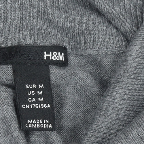 H&M Women’s Grey Roll Neck Short Sleeve Knit Jumper Size 12