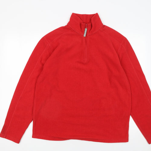 Topman Men’s Red 1/4 Zip Fleece Pullover Sweatshirt Size M