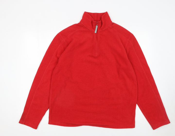 Topman Men’s Red 1/4 Zip Fleece Pullover Sweatshirt Size M