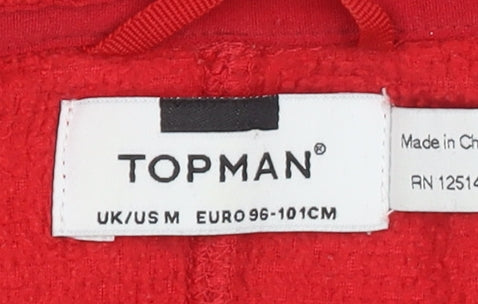 Topman Men’s Red 1/4 Zip Fleece Pullover Sweatshirt Size M