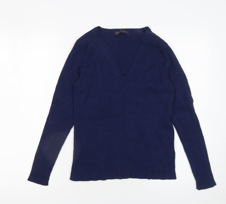 Marks and Spencer Women’s Blue V-Neck Long Sleeve Pullover Jumper Size 14