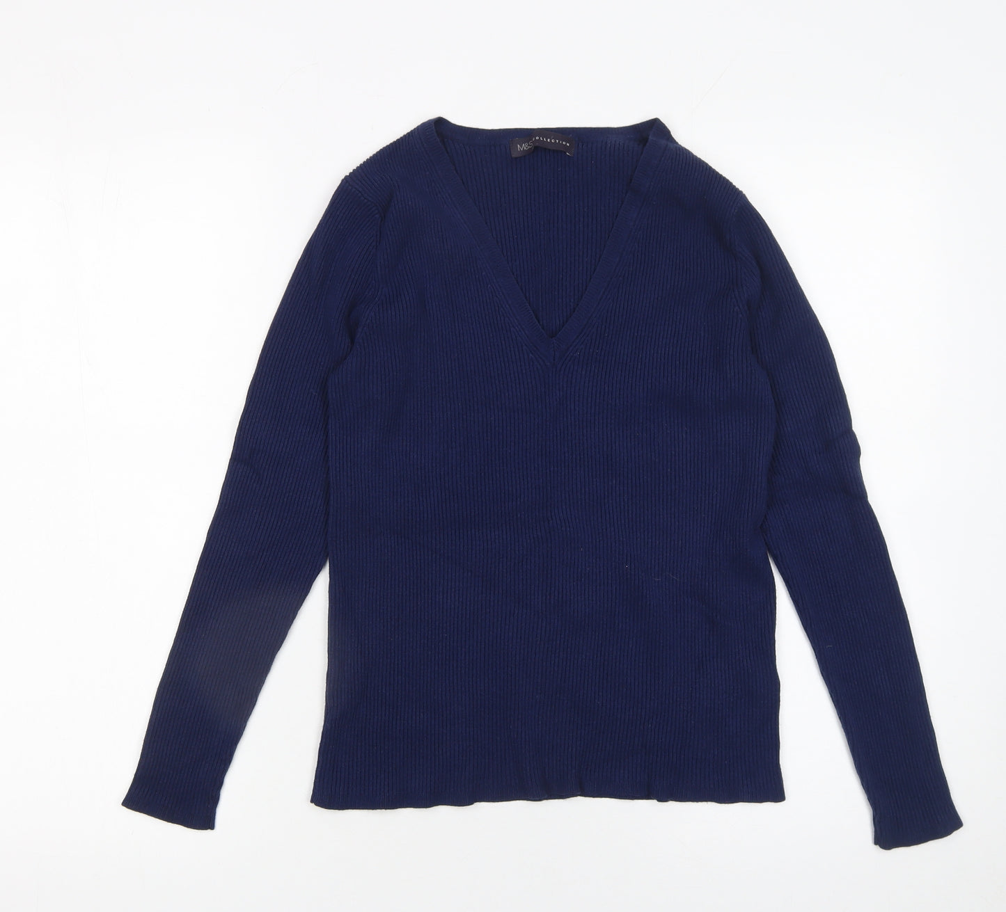 Marks and Spencer Women’s Blue V-Neck Long Sleeve Pullover Jumper Size 14