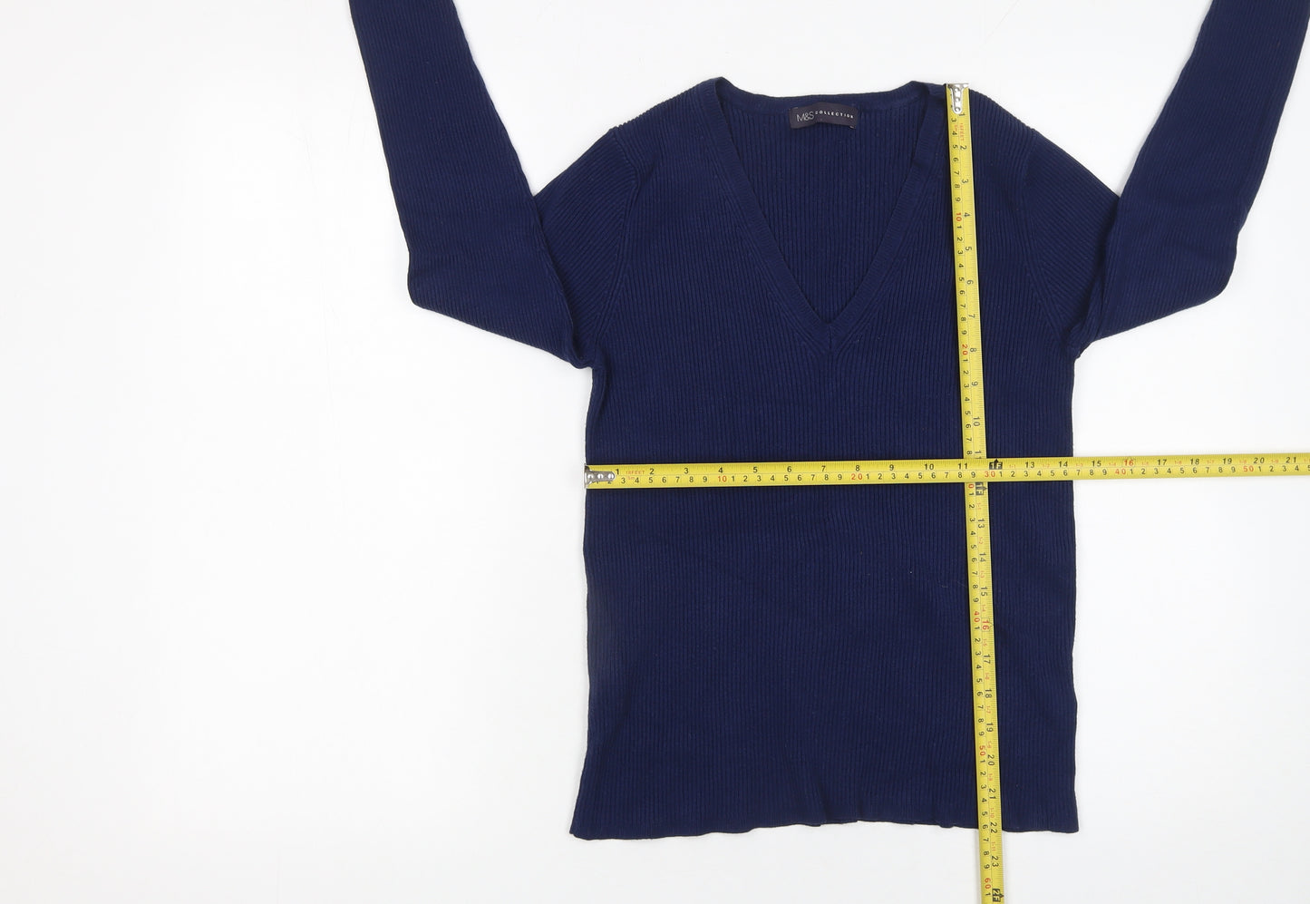 Marks and Spencer Women’s Blue V-Neck Long Sleeve Pullover Jumper Size 14