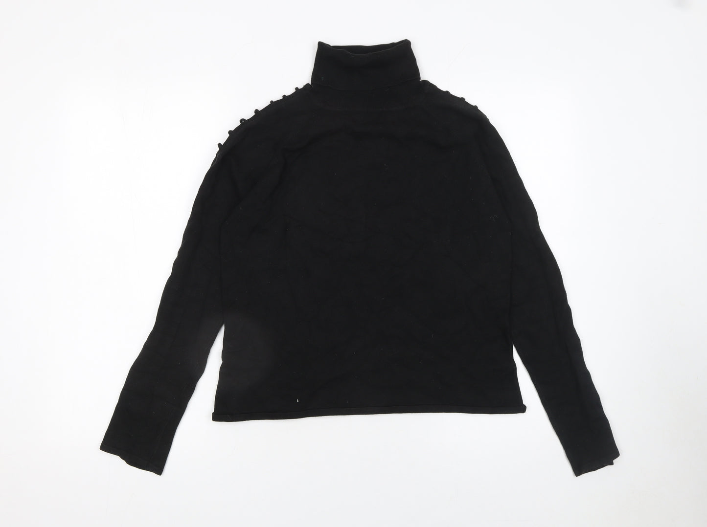 Amaranto Womens Black Roll Neck Long Sleeve Knit Pullover Jumper Size 16