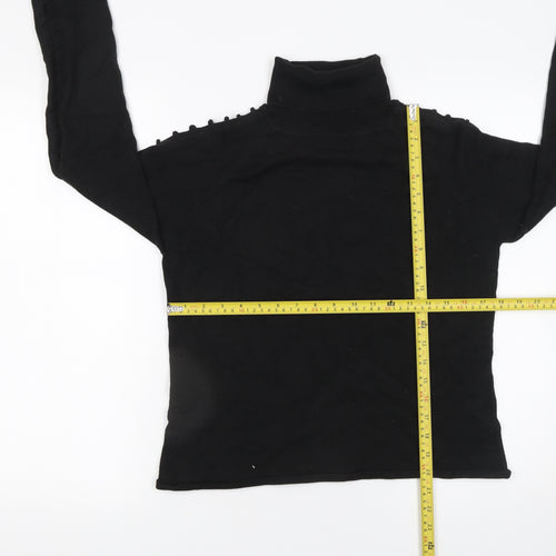 Amaranto Womens Black Roll Neck Long Sleeve Knit Pullover Jumper Size 16
