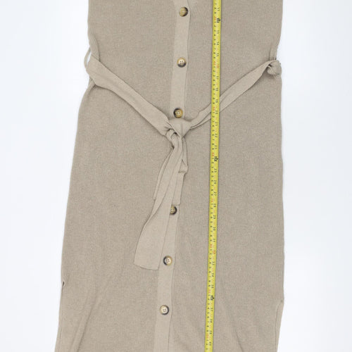Tu Women's Beige Sleeveless Belted Knit Cardigan Size 8