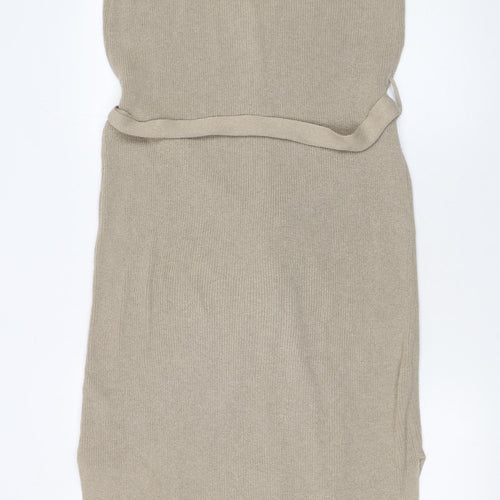 Tu Women's Beige Sleeveless Belted Knit Cardigan Size 8