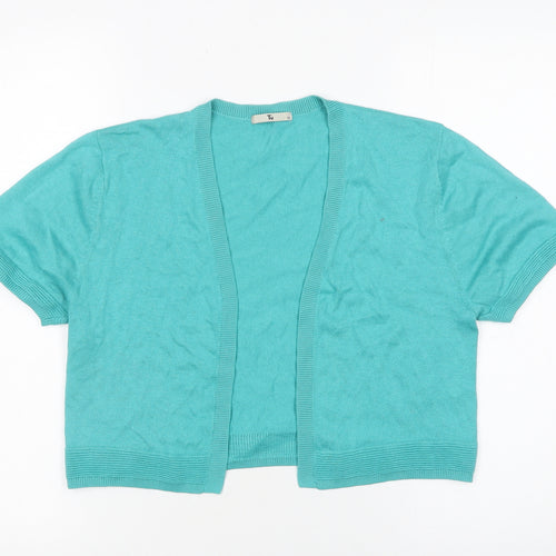 Tu Women’s Green Short Sleeve Open Knit Cardigan Size 12